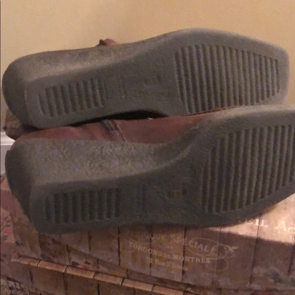 Chocolate Leather Wedge Boots - Picture 5 of 8